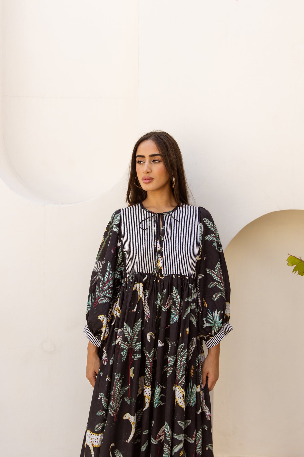 Tara Midi Dress Midnight Noir Safari