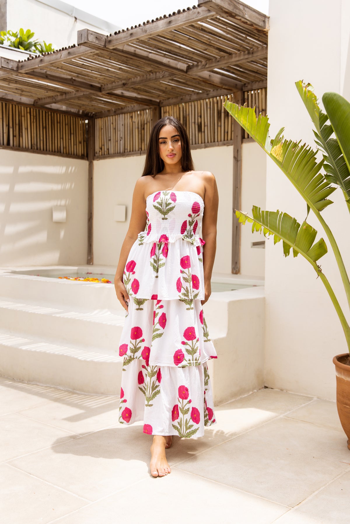 Sundari Off-Shoulder Dress Crimson Bloom