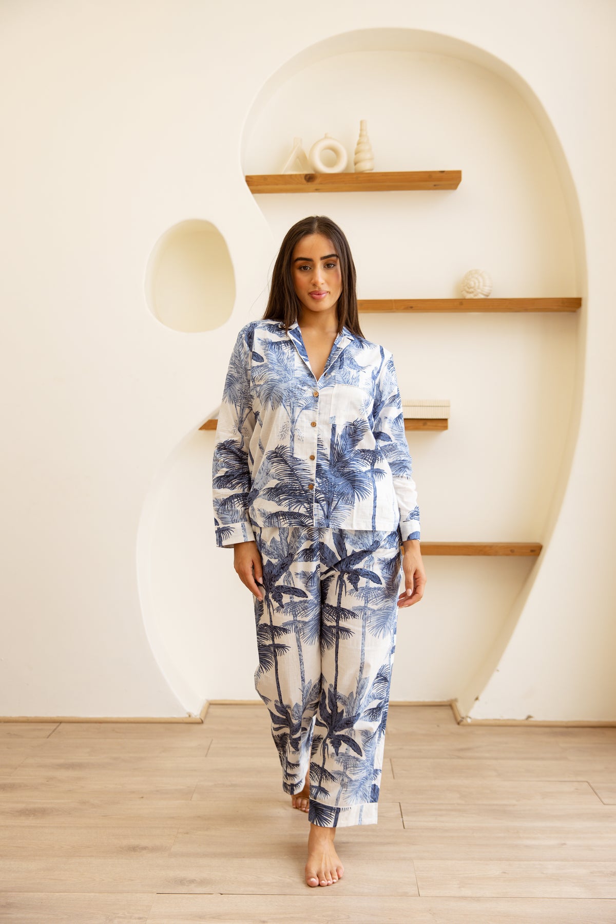 Amrita Pajamas Set Palm Azure