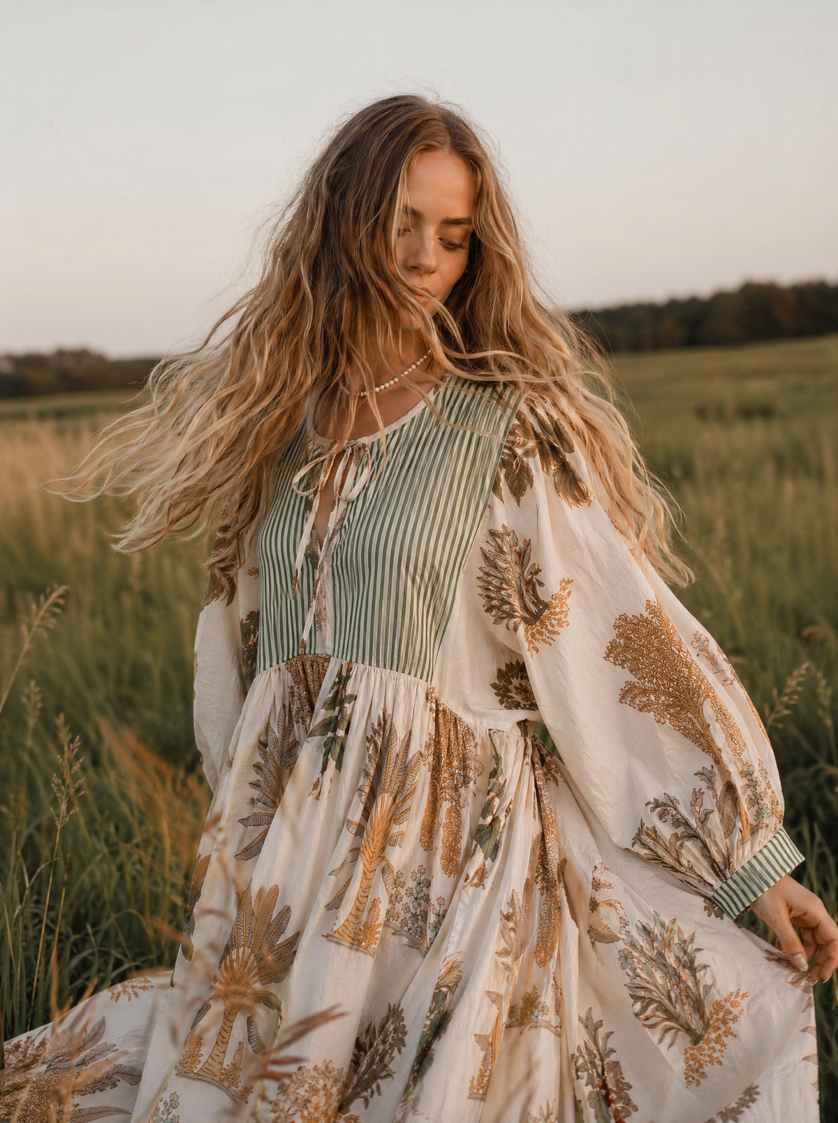 Tara Midi Dress Olive Palm